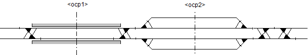 example track map of a longer station with two parts